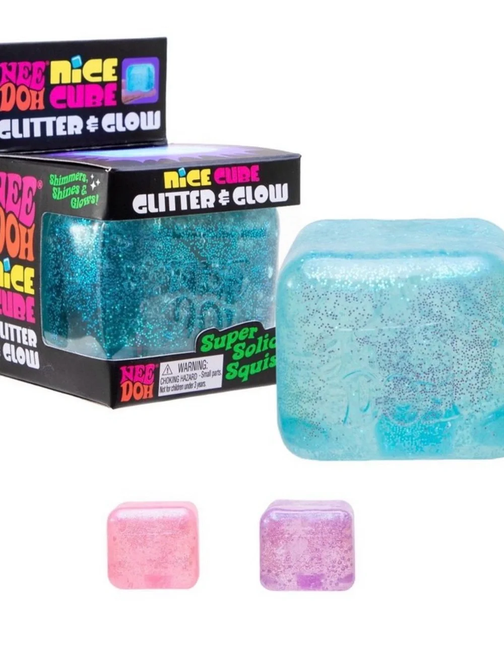 NeeDoh Nice Cube Glitter and Glow (Colors May Vary)